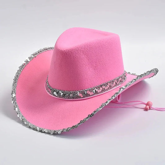 Chapeau de cowboy rose à paillettes by Western Cowboy